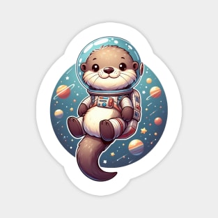 Cute Otter Space Illustration Magnet