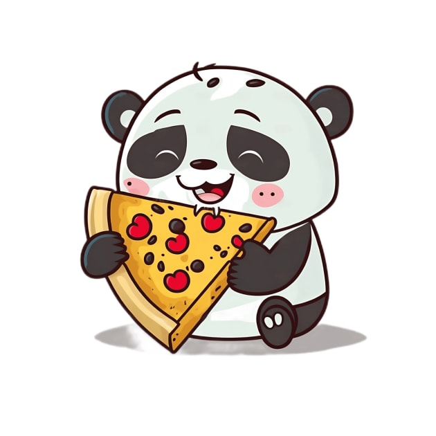 Cute Cartoon Panda Eating Pizza Funny Kawaii by kiddo200