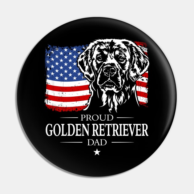 Golden Retriever Dad American Flag patriotic dog Pin by wilsigns