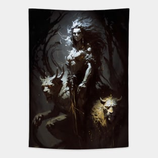 Warrior Portrait Fantasy Painting Dark Character Wild Spirit Epic Tapestry