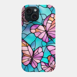 Vibrant Purple Pastel Butterflies - Stained Glass Design Phone Case