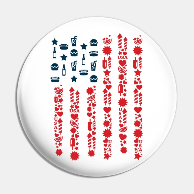 4th July. American Icons Pin by Slap Cat Designs