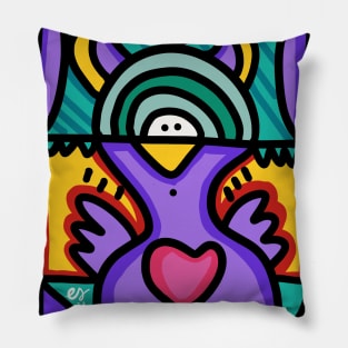 Purple Graffiti Bird Character Pillow