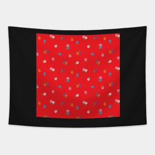 RED DITSY RETRO VINTAGE FLOWERS Tapestry