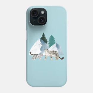 Snow Leopards on a Snowy Day Phone Case