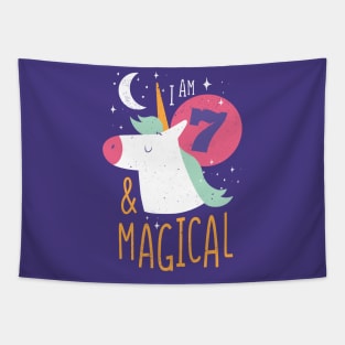 I'm 7 & Magical | Fun Unicorn Birthday Tapestry