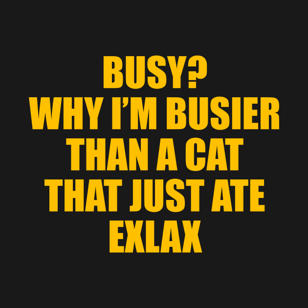 BUSY? WHY I’M BUSIER THAN A CAT THAT JUST ATE EXLAX by TheCosmicTradingPost