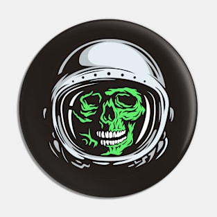 Green Astronaut Skull Pin