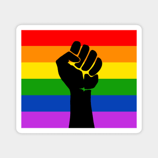 Pride Flag - Black Fist Magnet