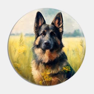 German Shephard dog oil painting Pin