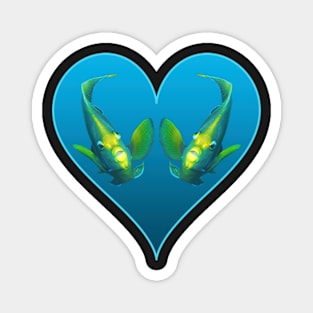 Angelfish twins abstract | Underwater design on a blue gradient background | Magnet