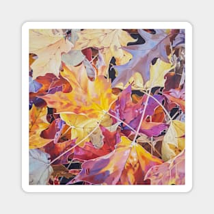 Fall in Love - autumn leaves painting Magnet