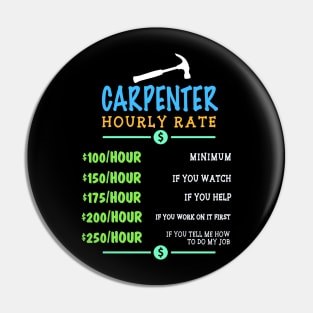 Carpenter Hourly Rate - Woodworker Sawdust Gift Pin