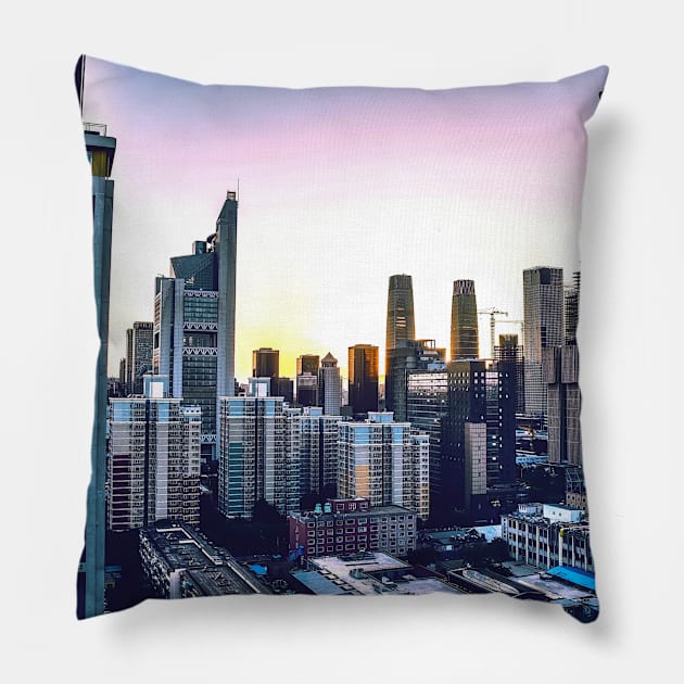 City Of Skyscrapers Pillow by Kadeda RPG