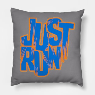 Just Run - Blue and Orange Pillow