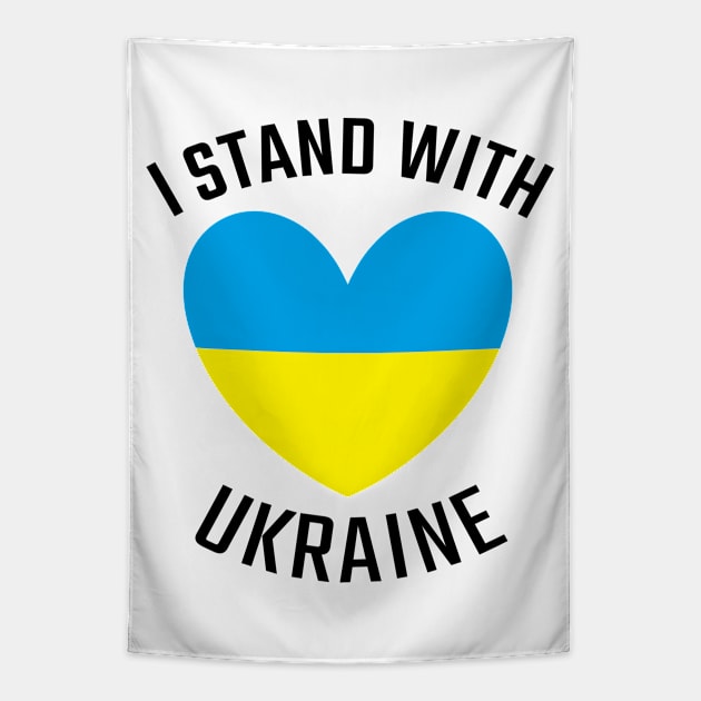 I Stand With Ukraine with Ukrainian Heart Flag / Ukrajina Patriot Fan Tapestry by Vladimir Zevenckih