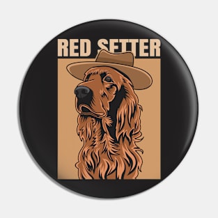 Irish Red Setter Wearing A Cowboy Hat Pin