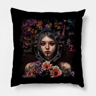 very sweet and beautiful modern flower girl, flowers in the head Pillow