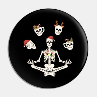 Christmas Skeleton Meditating Yoga Funny Pin