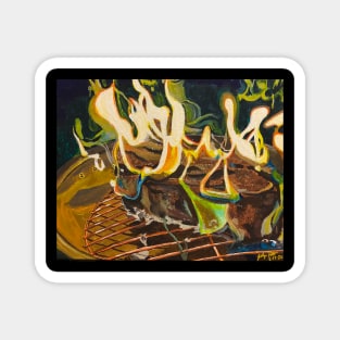 Fire Pit Fire Log Magnet