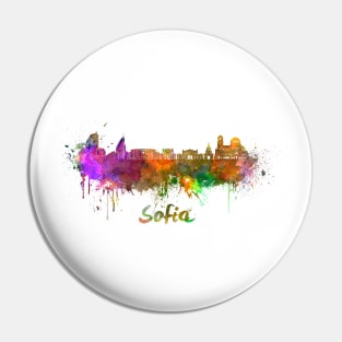 Sofia skyline in watercolor Pin