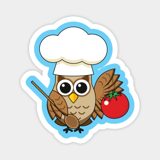 Cute Cooking Owl Cartoon Magnet