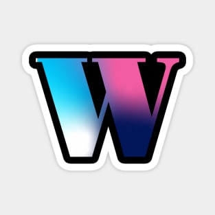 Capital Letter W Monogram Gradient Pink Blue White Magnet