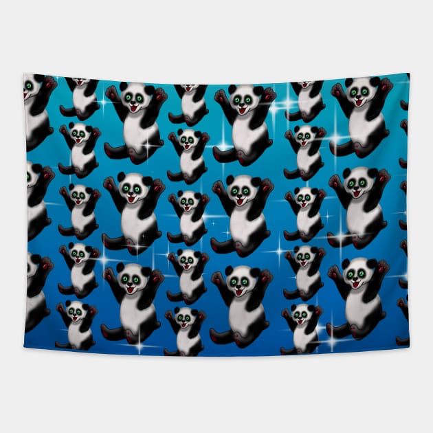 Pick me up panda pattern blue with stars Tapestry by cuisinecat