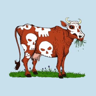 Scary Dairy Cow Skull Vegan T-Shirt