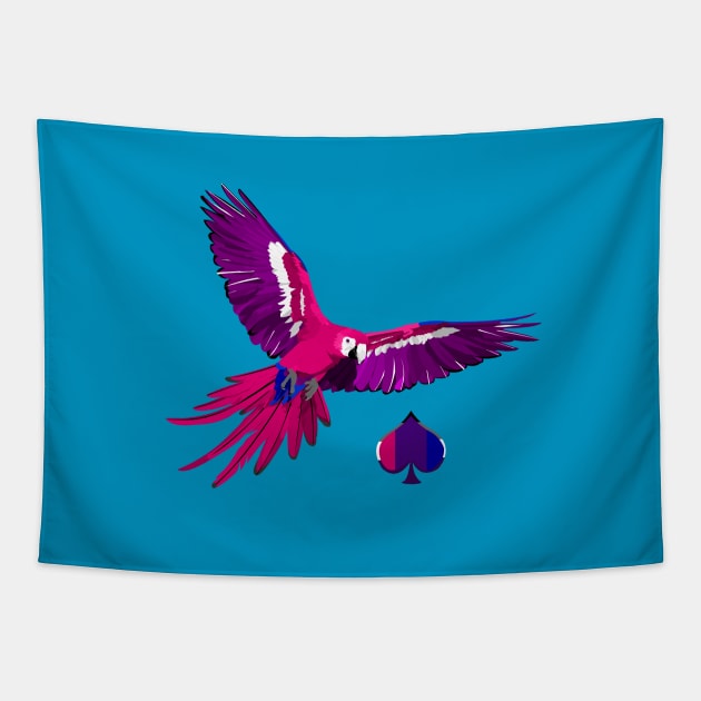 Biromantic Ace Pride Parrot Tapestry by AjDreamCraft