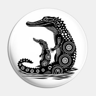 Crocodile Aboriginal Australian Dot Art Pin