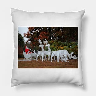 Santa Sleigh And Reindeer Pillow