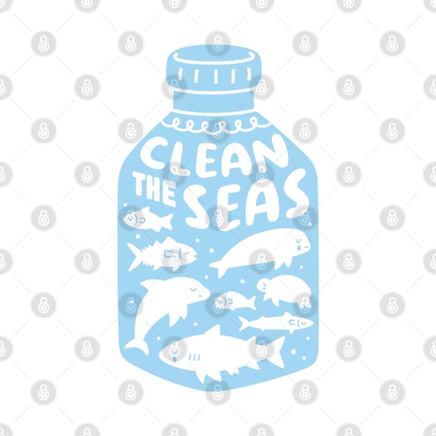 Clean The Seas, Sad Ocean Animals Trapped In A Plastic Bottle by rustydoodle