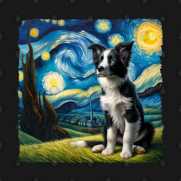 Starry Border Collie Portrait - Dog Portrait by starry_night
