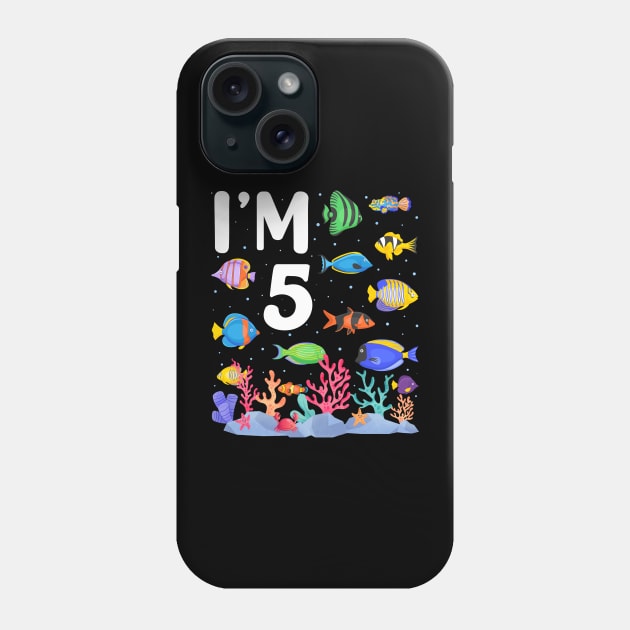 5th Birthday Party Tropical Fish I'm Five Years Old age Bday Phone Case by Msafi