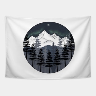 Mountain and Northern Lights Landscape Design Tapestry