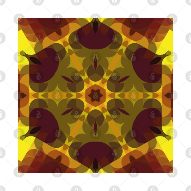 Retro Mandala Flower Yellow and Orange by WormholeOrbital