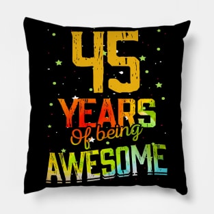 45 Years Of Being Awesome Gifts 45th Anniversary Gift Vintage Retro Funny 45 Years Birthday Men Women Pillow