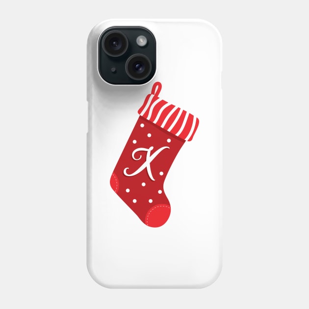 Christmas Stocking with the Letter X Phone Case by VicEllisArt