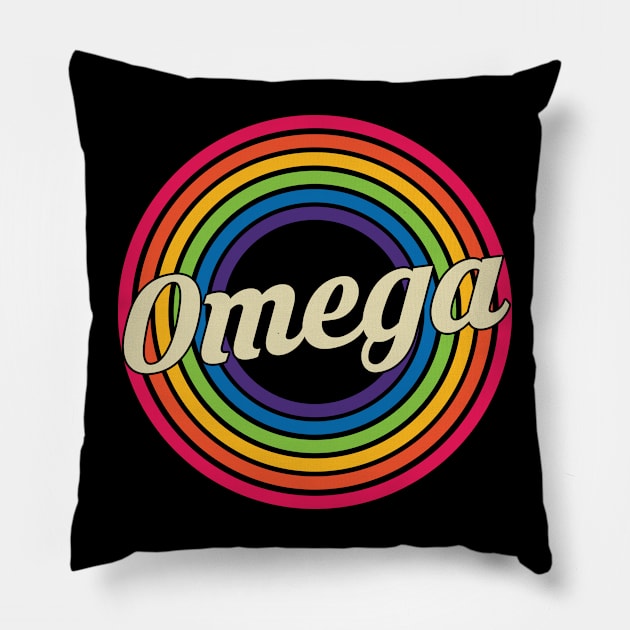 Omega - Retro Rainbow Style Pillow by MaydenArt