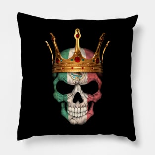 Mexican Flag Skull with Crown Pillow