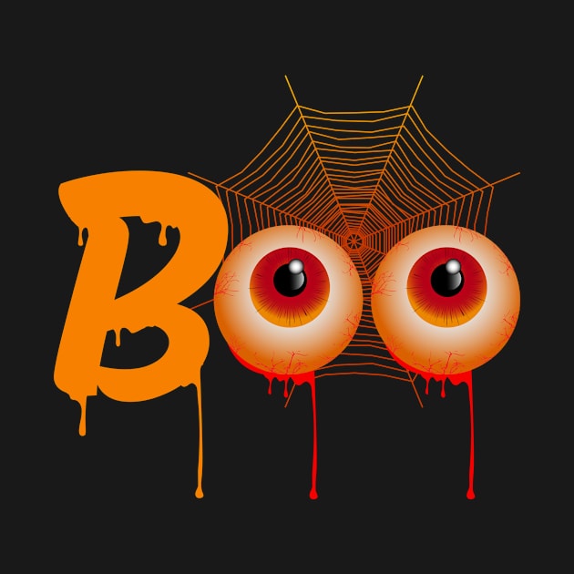 Boo - Scary Halloween Eyes Dripping With Blood by Rebel Merch