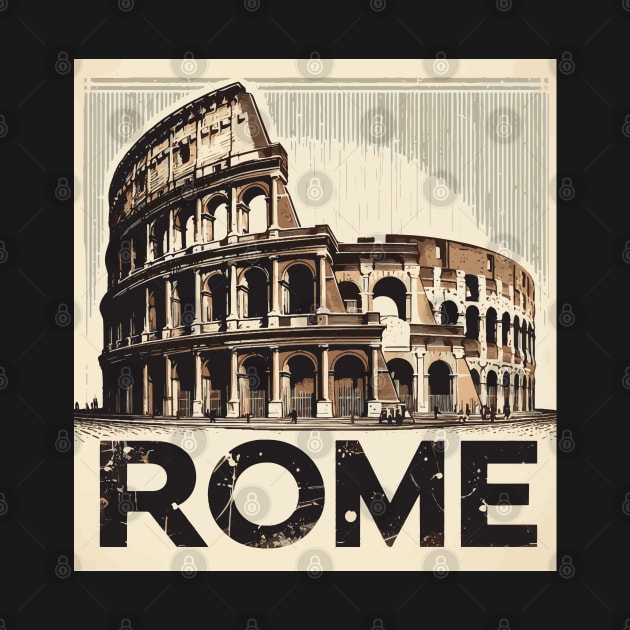 Italy Roma coliseum colosseum Travel Retro Poster by TomFrontierArt