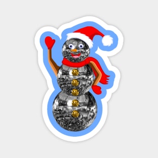 Disco Ball Christmas Snowman Magnet