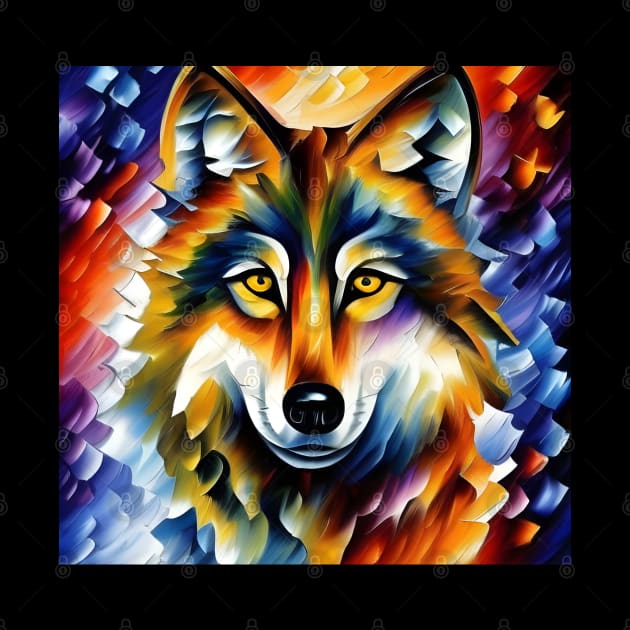 Neo-Impressionistic Wolf Face by Chance Two Designs