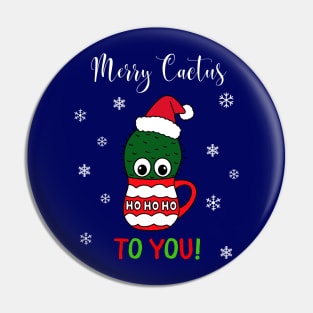 Merry Cactus To You - Cactus With A Santa Hat In A Christmas Mug Pin