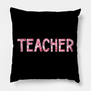 Teacher Valentines Pink Heart Letters Pillow