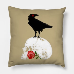 The Raven and the Red Rose Pillow