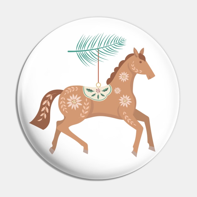 Folk Art Horse Ornament Pin by SWON Design