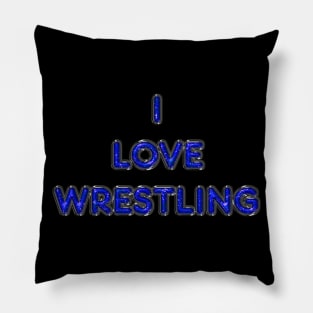 I Love Wrestling - Blue Pillow